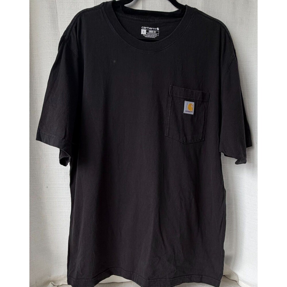 Carhartt K87 Heavyweight Pocket T Shirt Mens Large L Faded Black Loose Fit Work